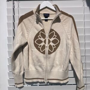 ATHLETA - 100% Cotton Full Zip Ski Sweater - L